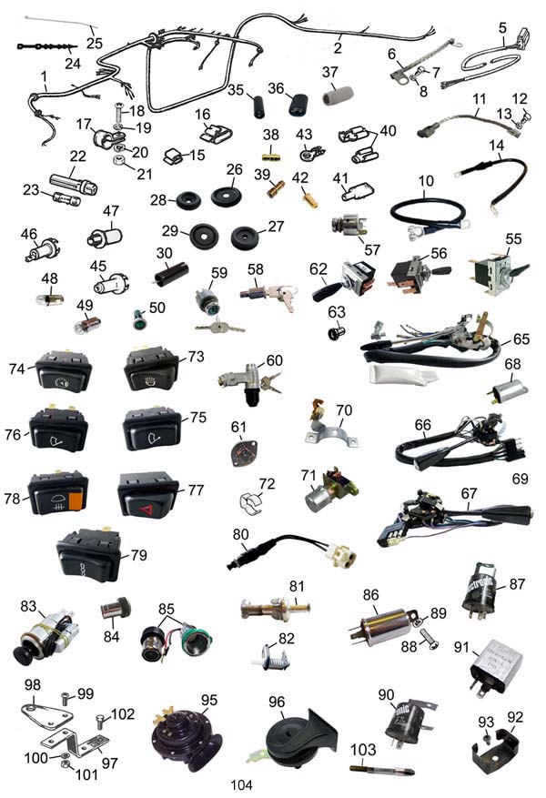 Image for Wiring looms. Switches and Horns